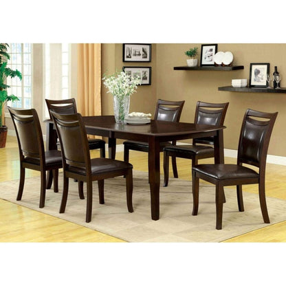 Transitional Dining Room Side Chairs Set of 2 Chairs only Dark Cherry / Espresso Padded Leatherette Seat