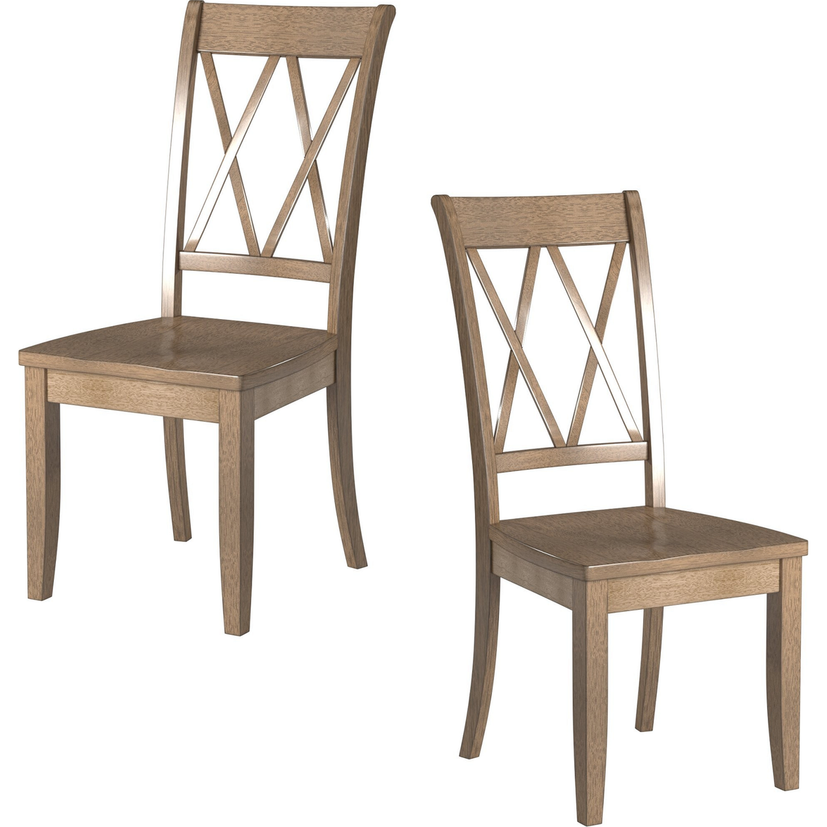 Casual Brown Finish Side Chairs Set of 2 Pine Veneer Transitional Double-X Back Design Dining Room Furniture