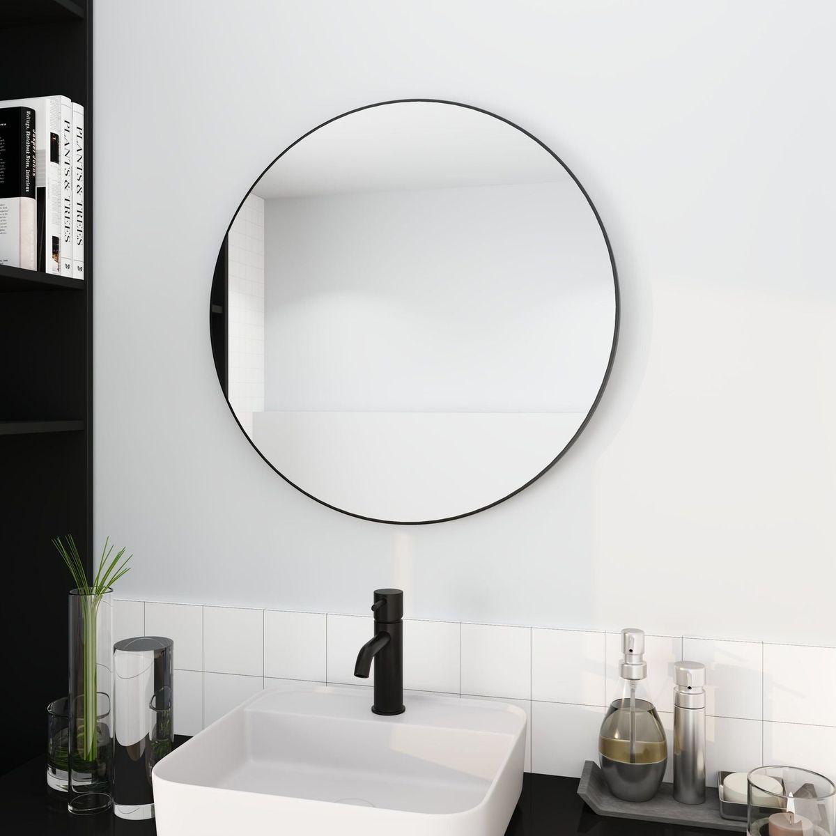 32 x 32 Inch Bathroom Mirror Black Aluminum Frame