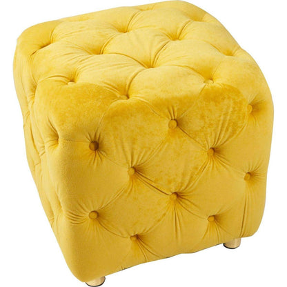 Yellow Modern Velvet Upholstered Ottoman, Exquisite Small End Table, Soft Foot Stool, Dressing Makeup Chair, Comfortable Seat for Living Room, Bedroom, Entrance