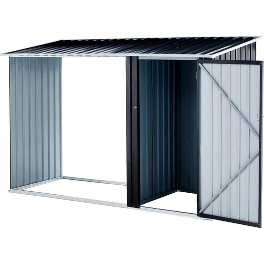 Firewood Storage Shed, Outdoor Firewood Rack, Outdoor Storage Shed with Log Holder, Firewood Shelter for Patio, Anthracite Galvanized Steel