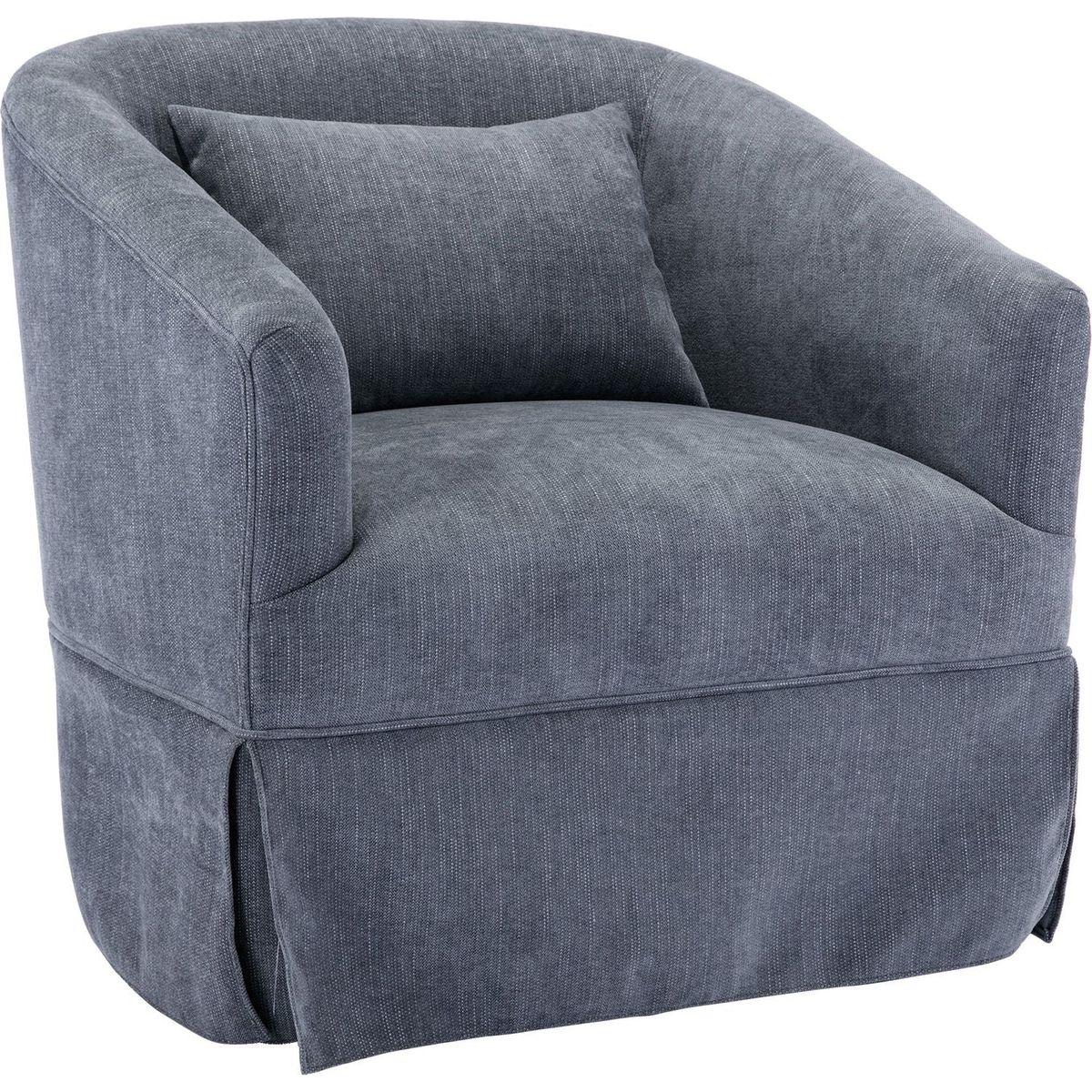 degree Swivel Accent Armchair Linen Blend Grey