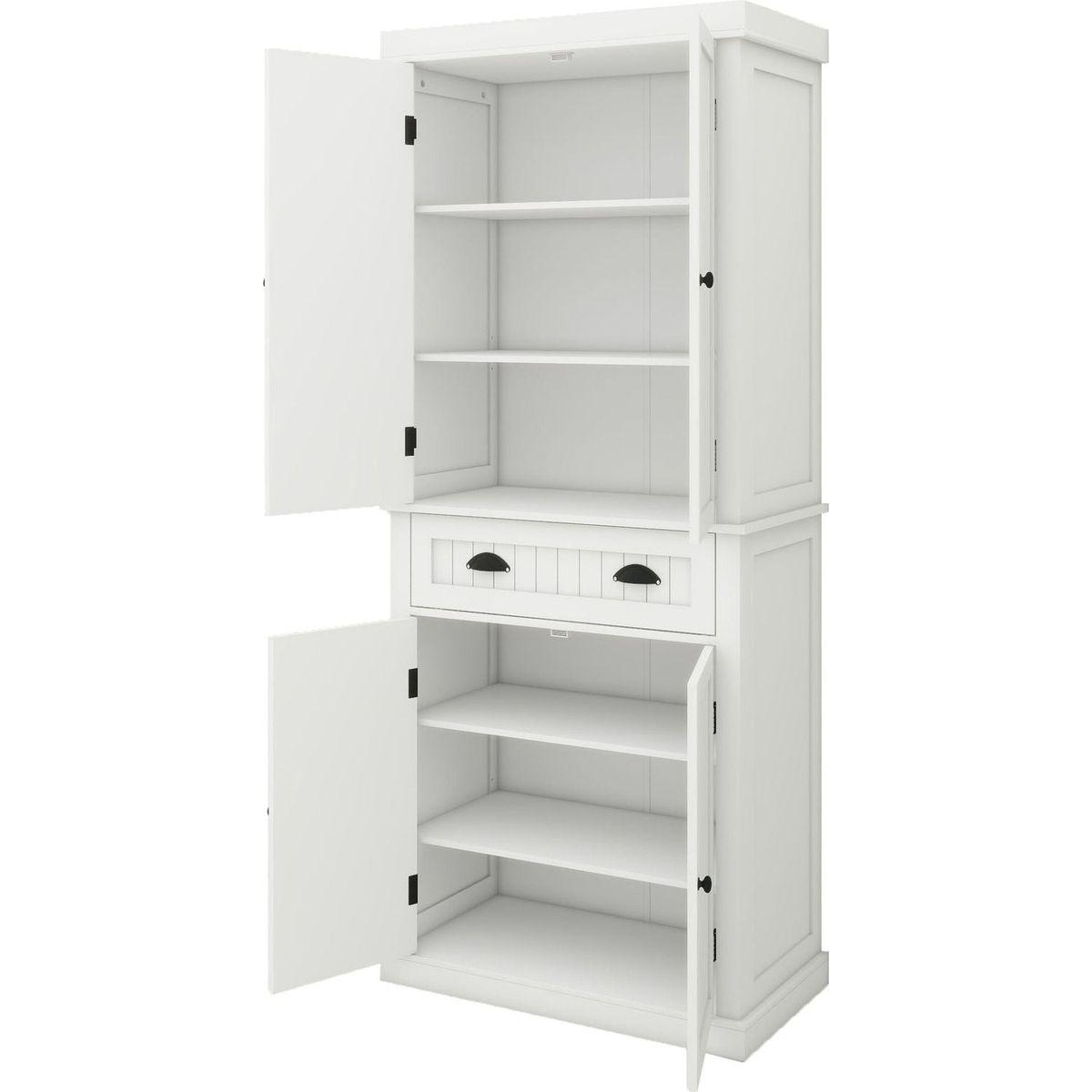 71" Kitchen Pantry Storage Cabinet, with 4 Doors, Drawer, 2 Adjustable Shelves, Freestanding Cupboard for Dining Room Living Room, Laundry-White