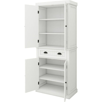 71" Kitchen Pantry Storage Cabinet, with 4 Doors, Drawer, 2 Adjustable Shelves, Freestanding Cupboard for Dining Room Living Room, Laundry-White