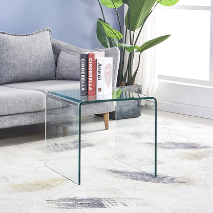 Small Clear Glass Side & End Table, Tempered Glass End Table Small Coffee Table