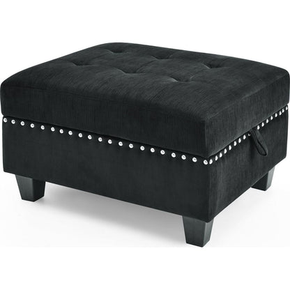 U shape Modular Sectional Sofa DIY Combination Includes Two Single Chair Two Corner and Two Ottoman Black Velvet.