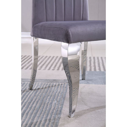 Modern Velvet Dining Chairs Set of 2, Upholstered Accent Armless Chairs with Stripe Backrest