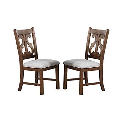 Formal Classic Crafted Design Dining Room Set of 2 Chairs Wooden Cushion Seat Distressed paint Chairs