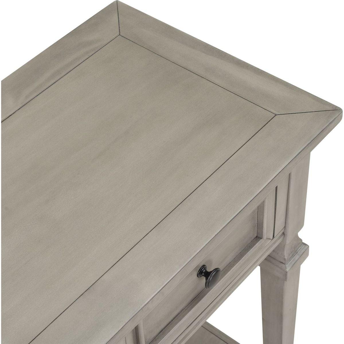 Classic Retro Style Console Table with Three Top Drawers and Open Style Bottom Shelf, Easy Assembly (Gray Wash)