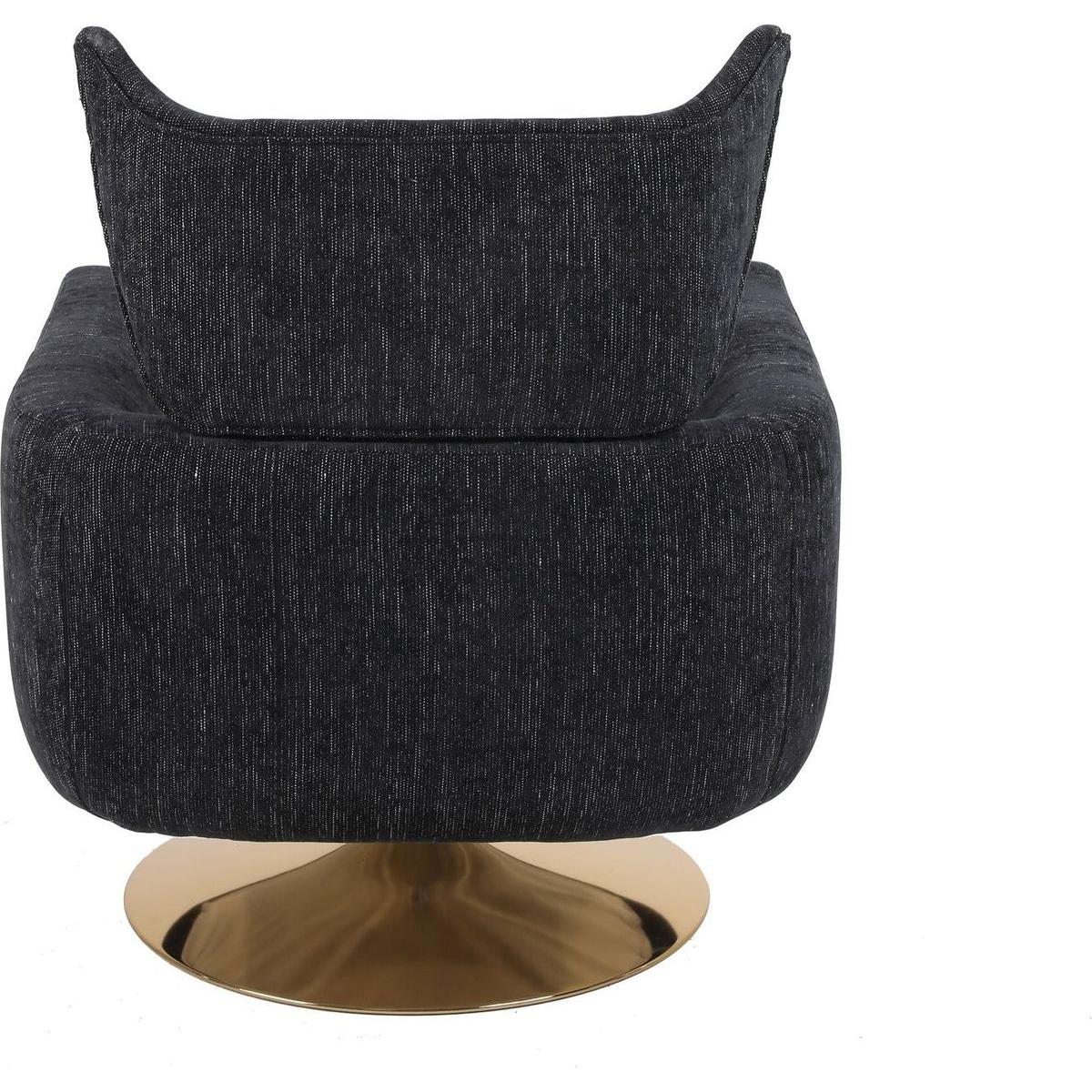 Classic Mid-Century 360-degree Swivel Accent Chair, Black Linen