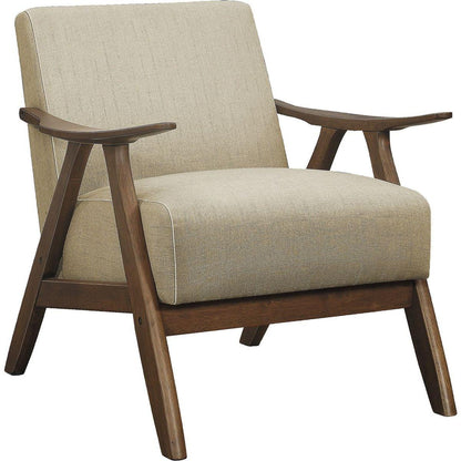 Modern Home Furniture Light Brown Fabric Upholstered 1pc Accent Chair Walnut Finish Wood Cushion Back and Seat Furniture