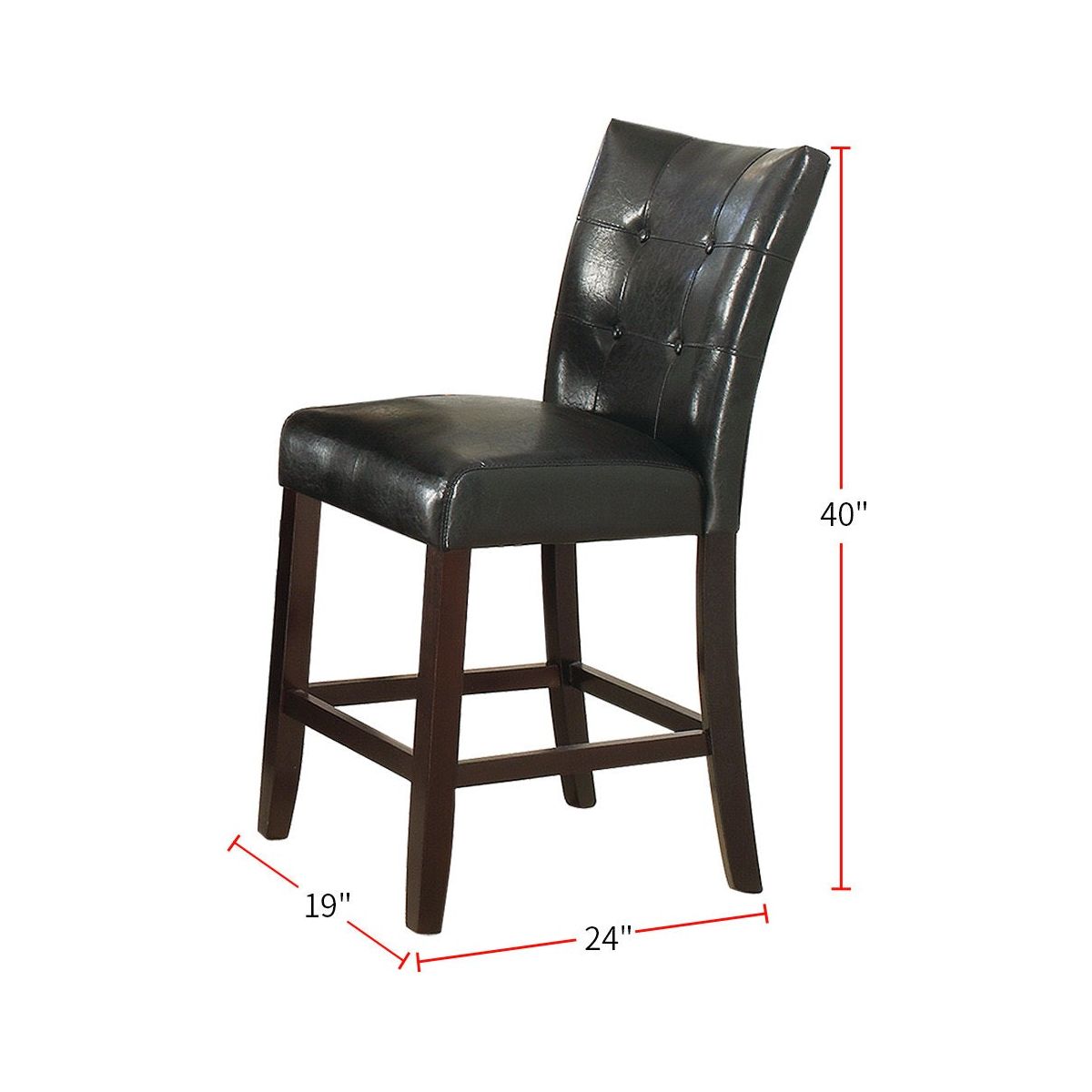 Leather Upholstered High Dining Chair, Black (Set of 2)