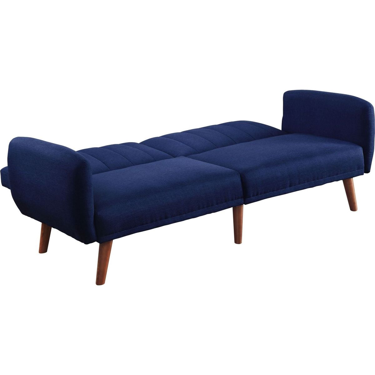 Bernstein Adjustable Sofa, Blue Linen & Walnut Finish