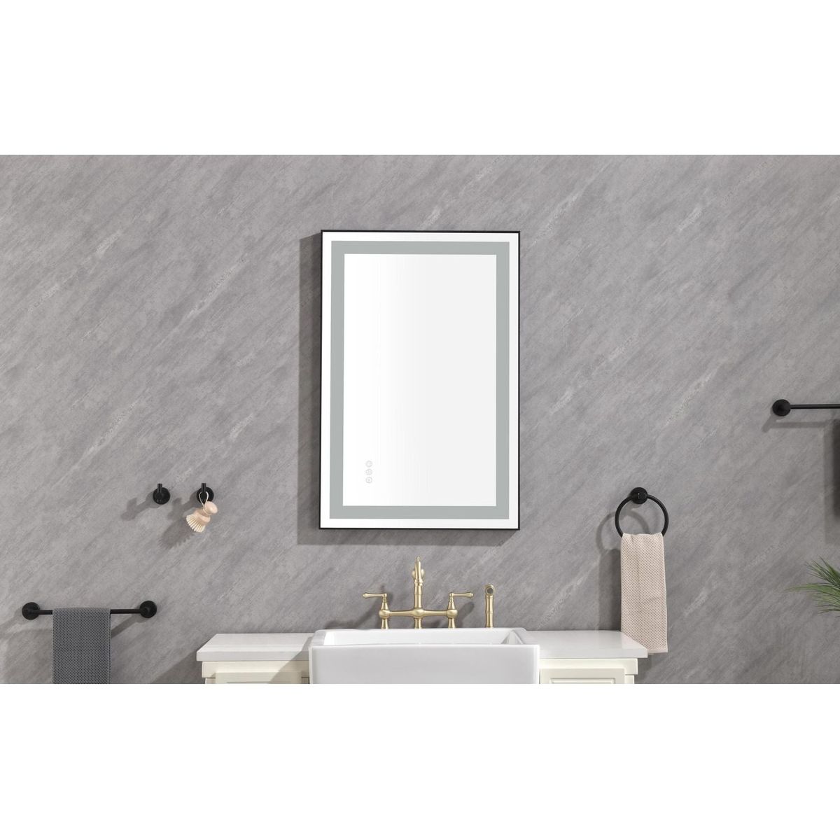 36x24 LED Lighted Bathroom Wall Mounted Mirror with High Lumen+Anti-Fog Separately Control