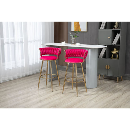 Bar Stools with Back and Footrest Counter Height Bar Chairs 2pc /set