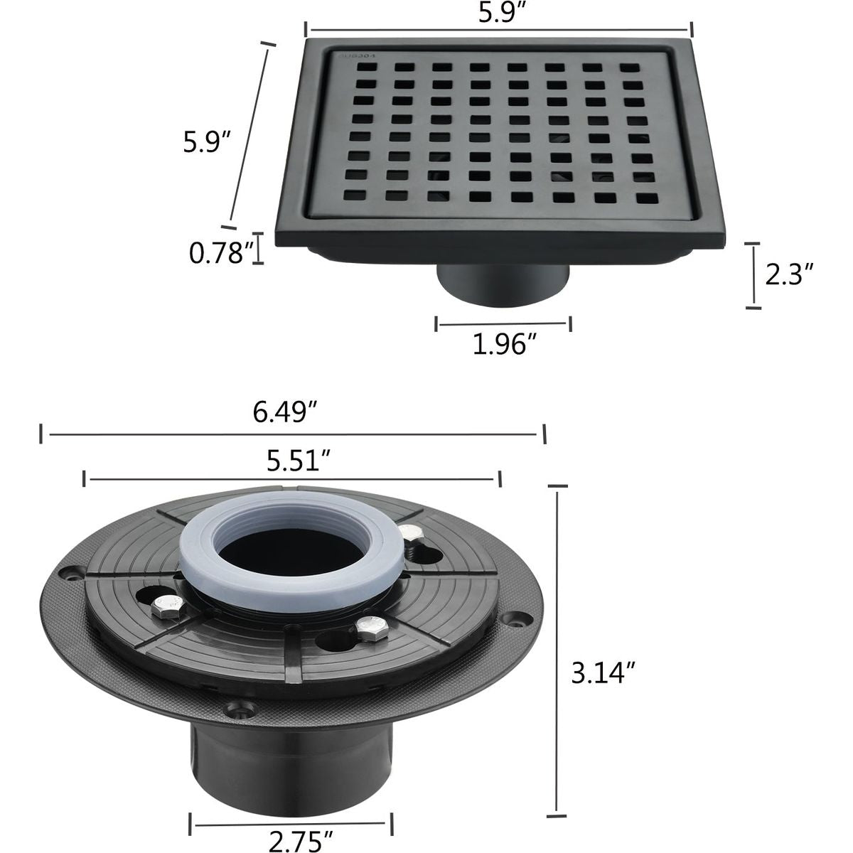 6 Inch Square Shower Floor Drain