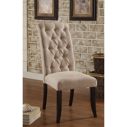 Dining Room Furniture Contemporary Rustic Style Beige Fabric Upholstered Tufted Set of 2 Chairs Kitchen Breakfast