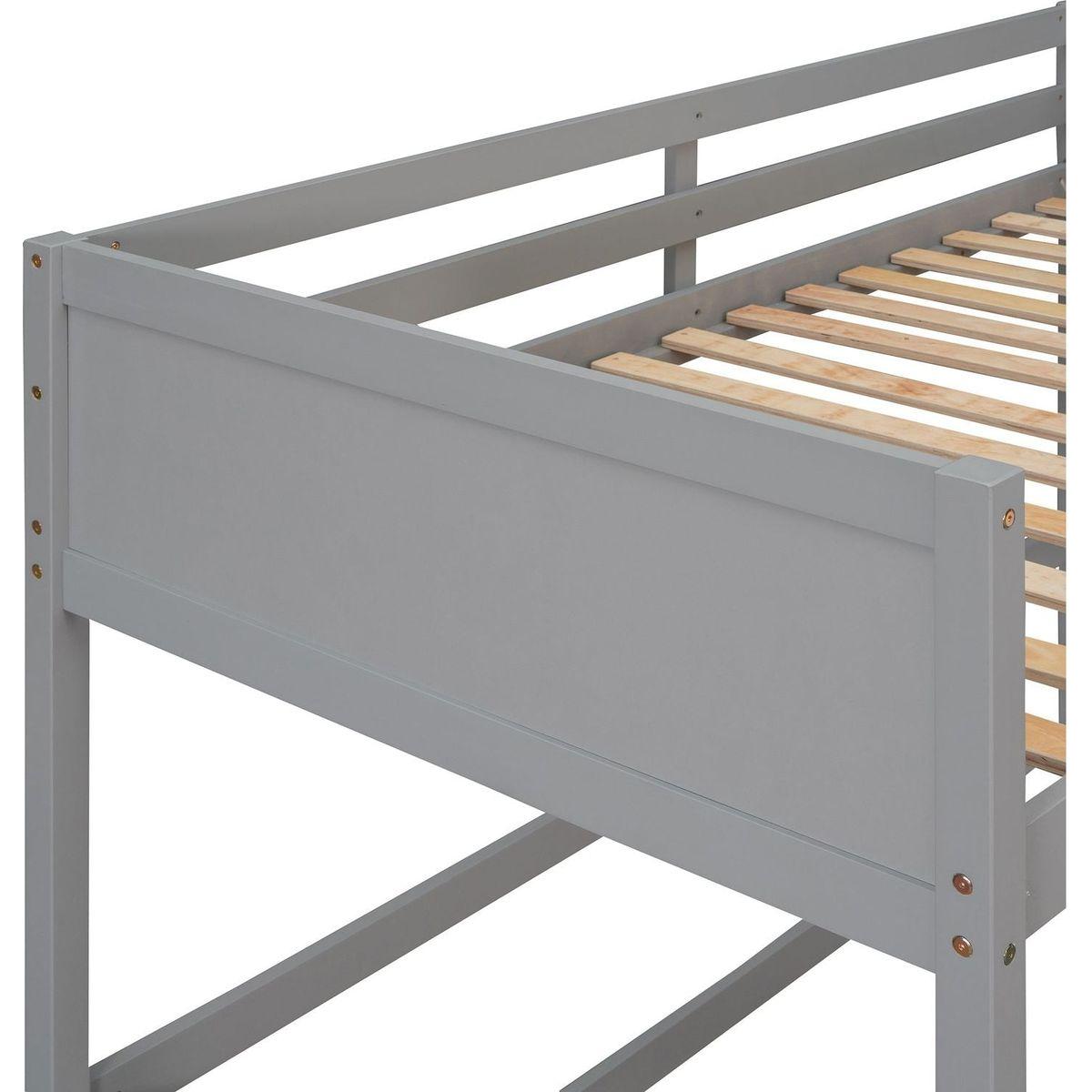 Solid Wood Twin Size Loft Bed with Ladder (Gray)