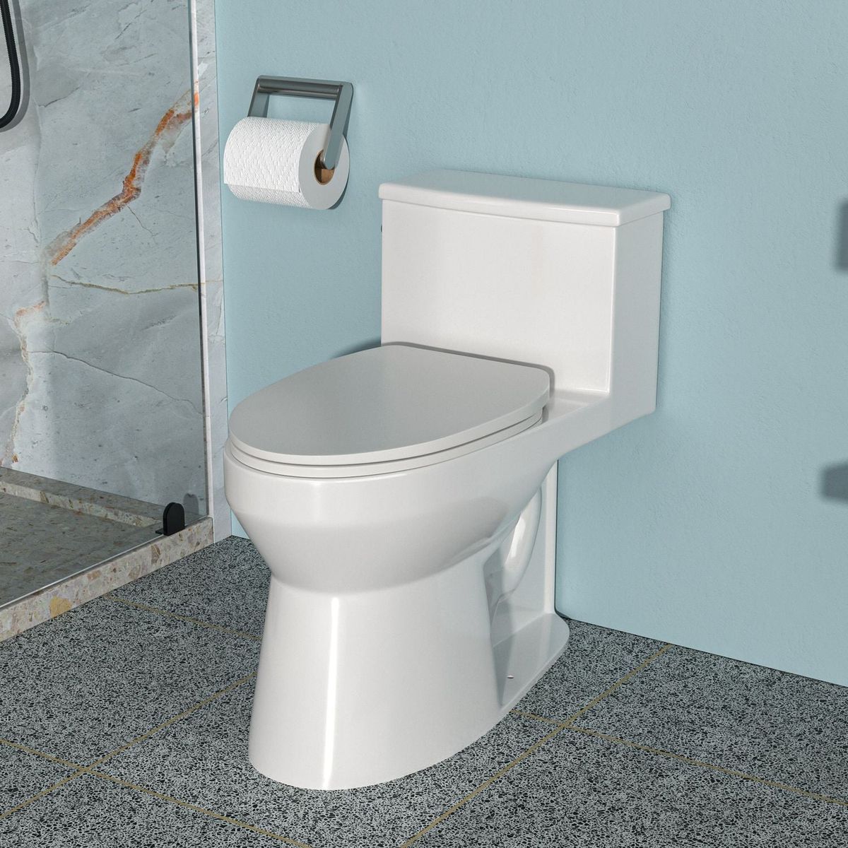 Ceramic One Piece Toilet, Single Flush with Soft Clsoing Seat