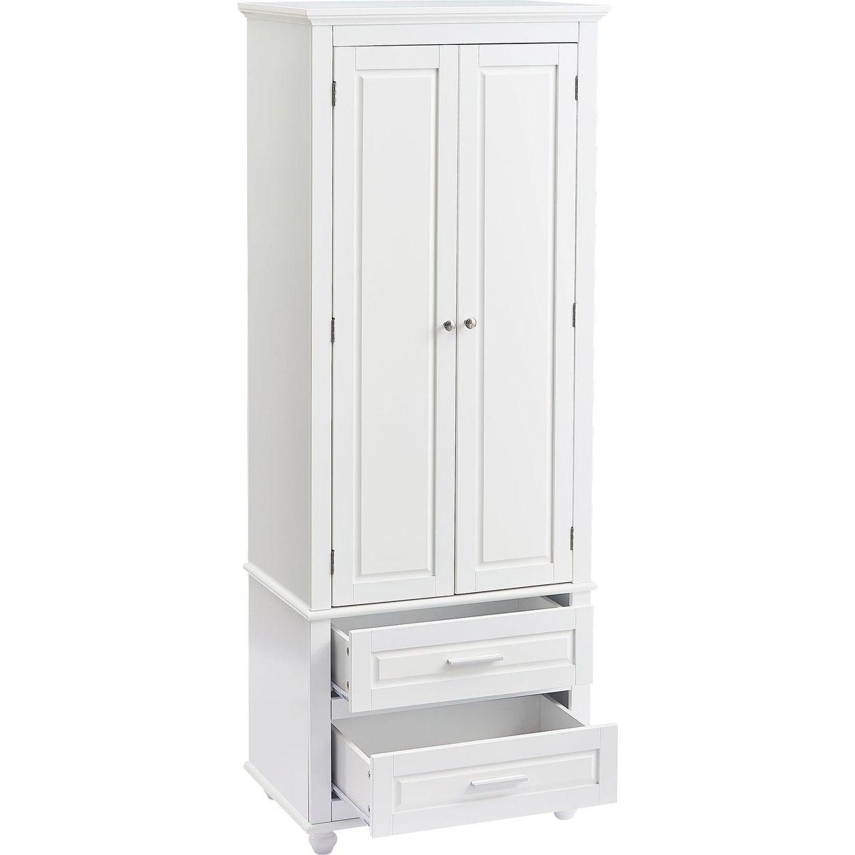 Tall Storage Cabinet with Two Drawers for Bathroom/Office, White