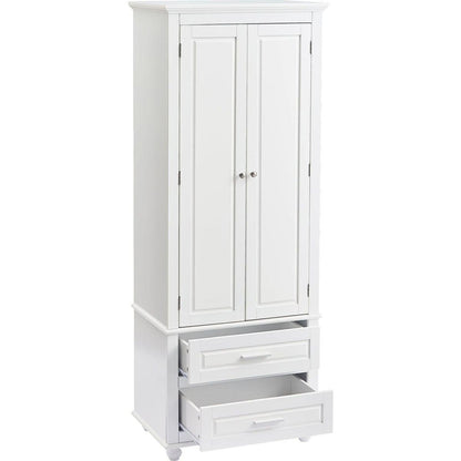 Tall Storage Cabinet with Two Drawers for Bathroom/Office, White