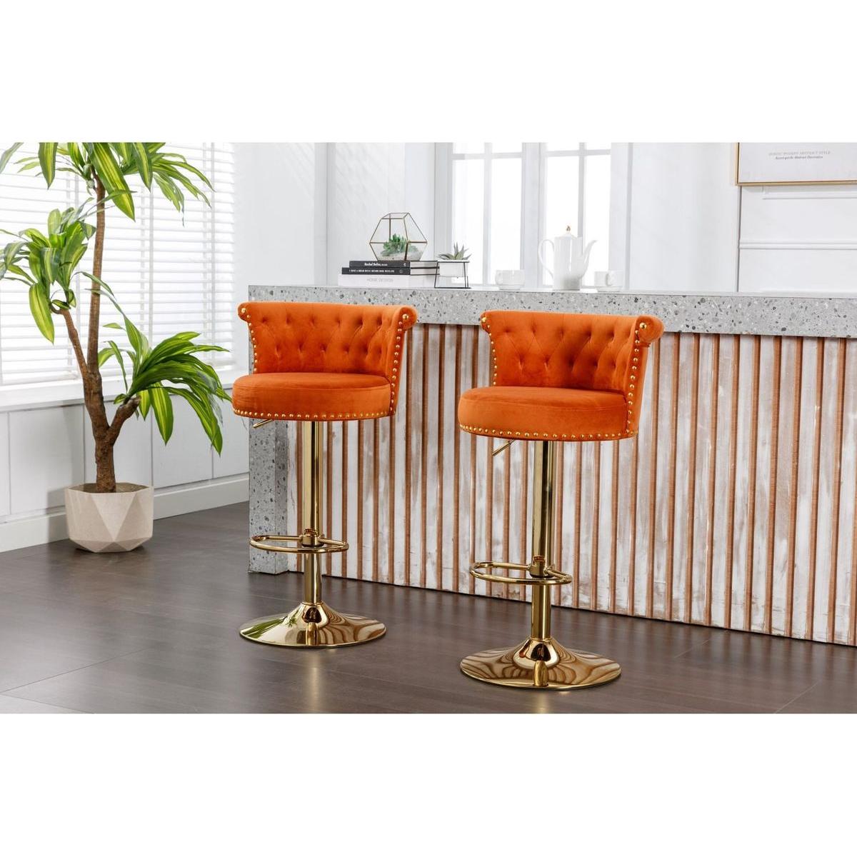 COOLMORE Swivel Bar Stools Set of 2 Adjustable Counter Height Chairs with Footrest for Kitchen, Dining Room 2PC/SET