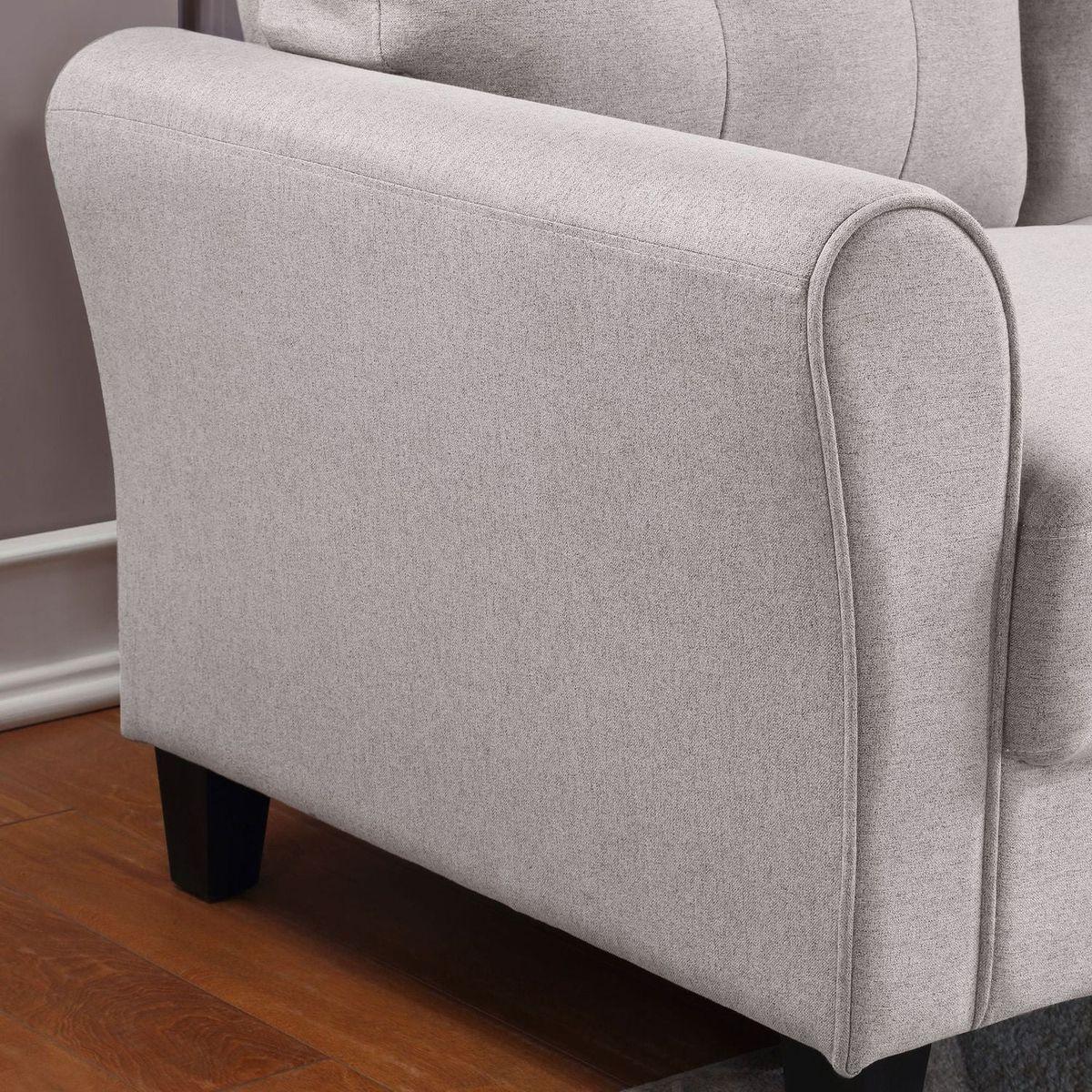 35" Modern Living Room Armchair Linen Upholstered Couch Furniture for Home or Office, Light Grey,(1-Seat,)