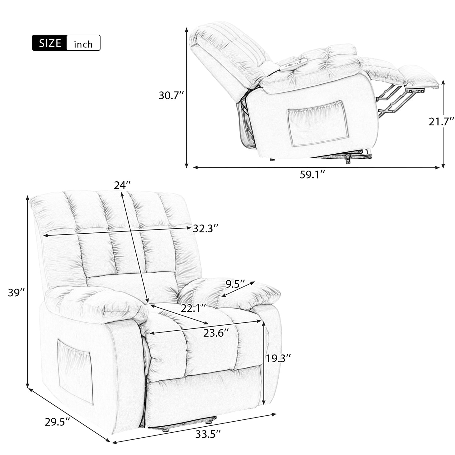 Massage Recliner Chair Electric Power Lift Recliner Chairs with Heat, Vibration, Side Pocket for Living Room Bedroom, Beige