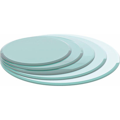24" Inch Round Tempered Glass Table Top Clear Glass 3/8" Fan