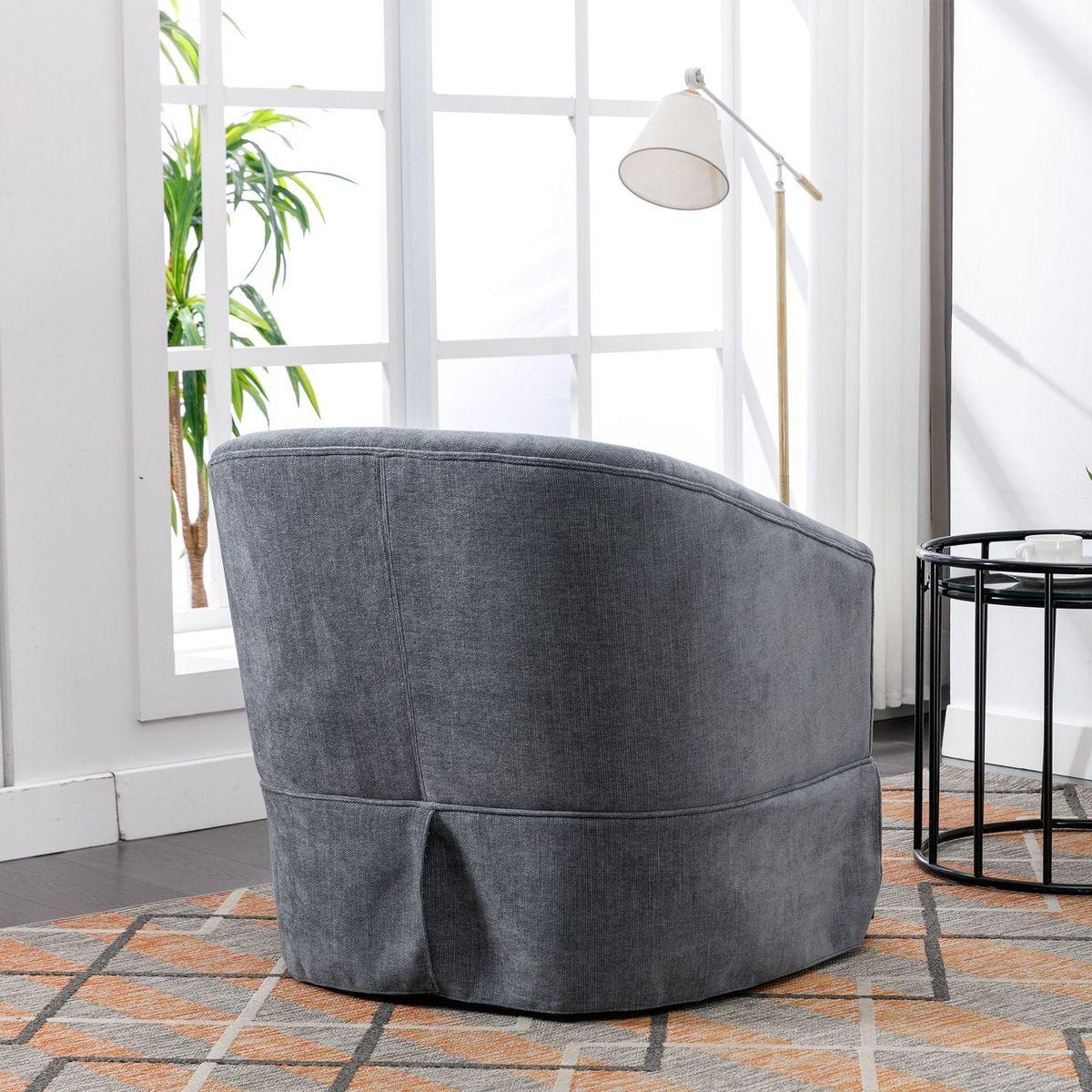 degree Swivel Accent Armchair Linen Blend Grey