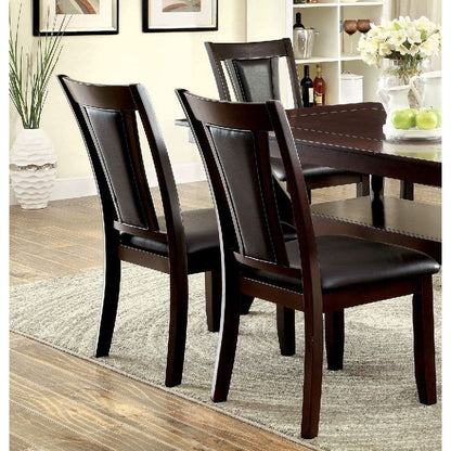 Contemporary Set of 2 Side Chairs Dark Cherry And Espresso Solid wood Chair Padded Leatherette Upholstered Seat Kitchen Dining Room Furniture