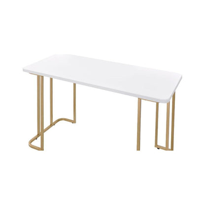 Estie Writing Desk, White & Gold Finish