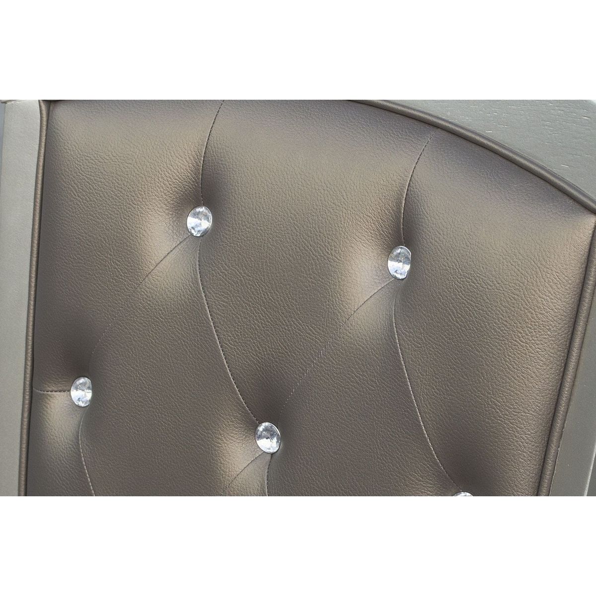 Glamorous Crystal Button-Tufted Set of 2 Arm Chairs Silver Finish Upholstered Seat Back Modern Dining Furniture