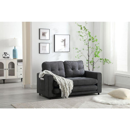 3 Fold Sofa,Convertible Futon Couch sleeper sofabed,Space saving loveseat,Pull Out Couch Bed for Living Room,Dark Gray & Light Gray & Beige,Velvet linen fabric