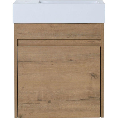 18" Floating Wall-Mounted Bathroom Vanity with White Resin Sink & Soft-Close Cabinet Door