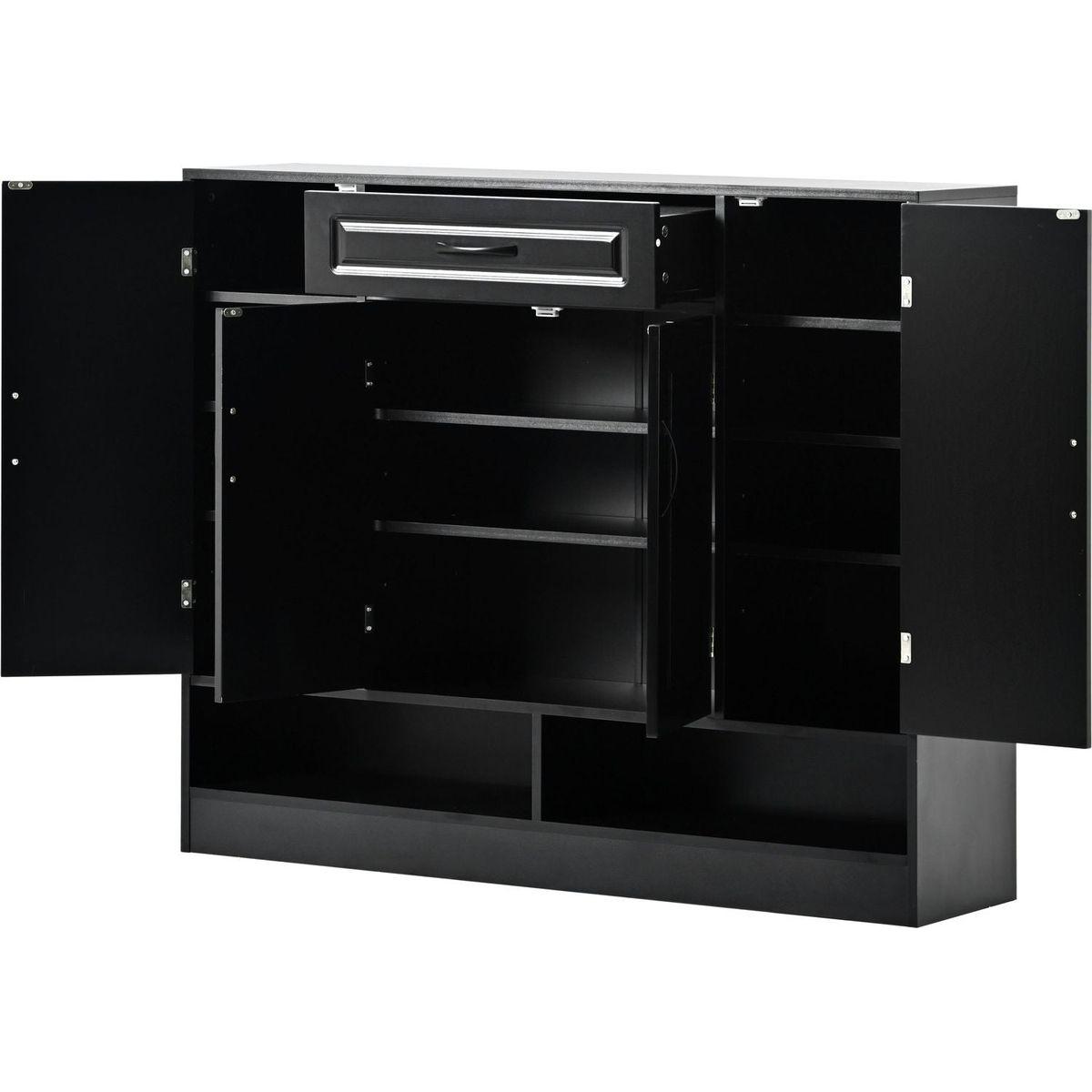 Sleek and Modern Shoe Cabinet with Adjustable Shelves, Minimalist Shoe Storage Organizer with Sturdy Top Surface, Space-saving Design Side Board for Various Sizes of Items, Black