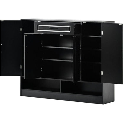 Sleek and Modern Shoe Cabinet with Adjustable Shelves, Minimalist Shoe Storage Organizer with Sturdy Top Surface, Space-saving Design Side Board for Various Sizes of Items, Black