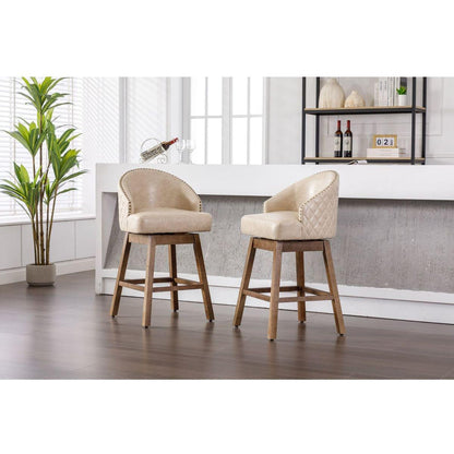 Bar Stools Set of 2 Counter Height Chairs with Footrest for Kitchen, Dining Room And 360 Degree Swivel