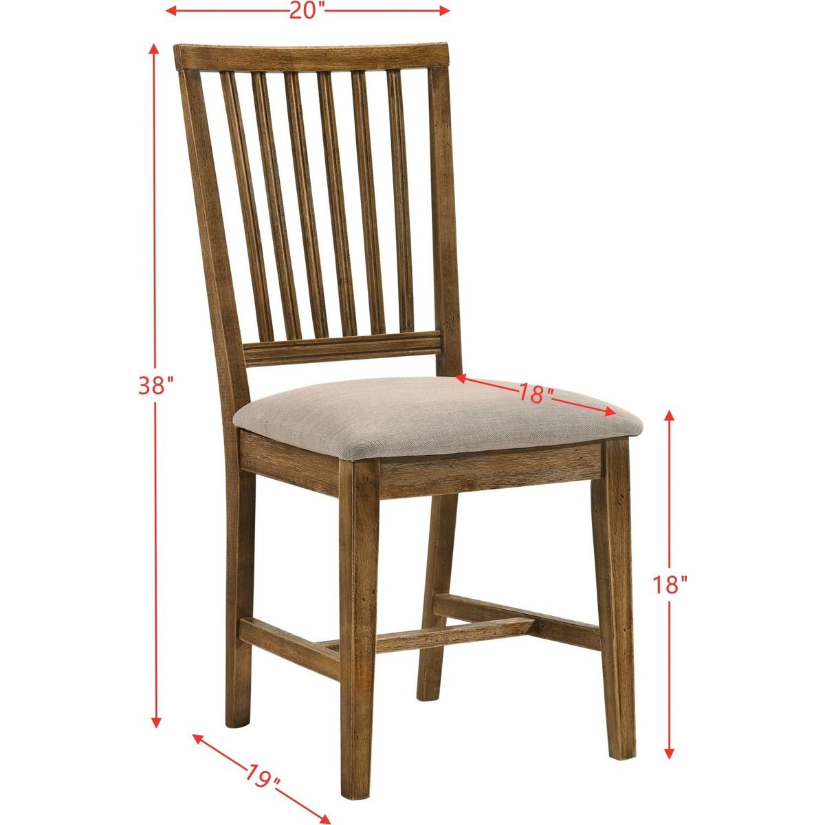 Wallace II Side Chair (Set-2), Tan Linen & Weathered Oak (2Pc/1Ctn)