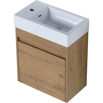 18" Floating Wall-Mounted Bathroom Vanity with White Resin Sink & Soft-Close Cabinet Door