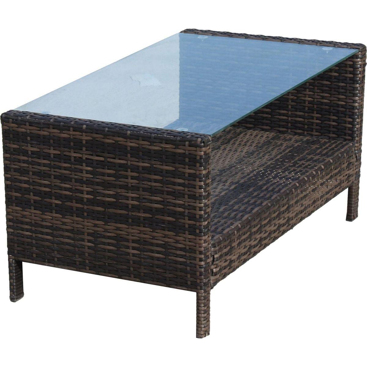 Outdoor patio Furniture Coffee Table with clear tempered glass