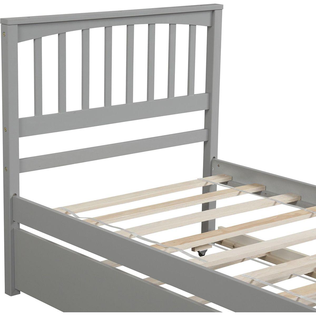 Twin size Platform Bed with Trundle, Gray