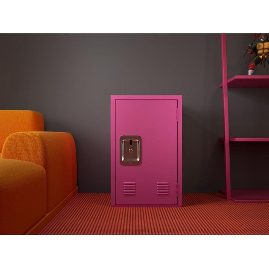 Compact Rose Pink Steel Storage Cabinet: Detachable, Ample Storage Space, Easy Assembly