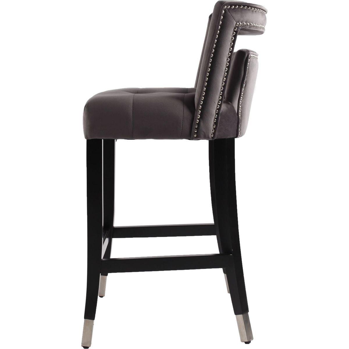 Suede Velvet Barstool with nailheads Dining Room Chair 2 pcs Set - 26 inch Seater height