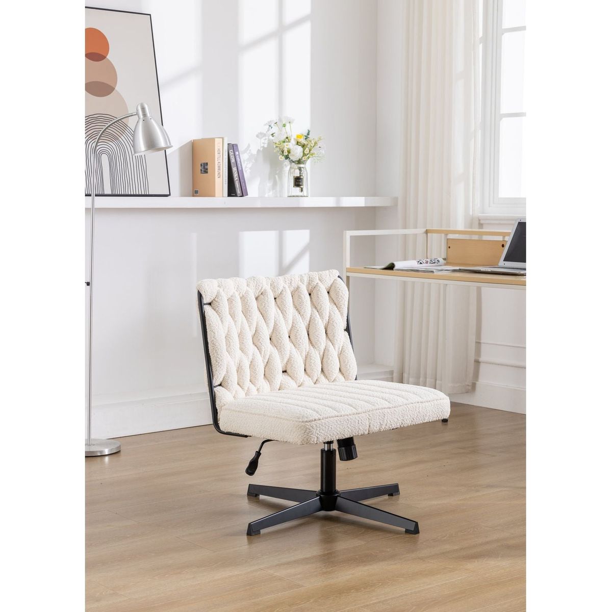 Armless Office Desk Chair No Wheels