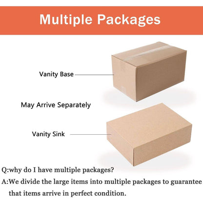 24" Modern Design Float Bathroom Vanity With Ceramic Basin Set, Wall Mounted White Oak Vanity With Soft Close Door, KD-PackingD-Packing Pieces