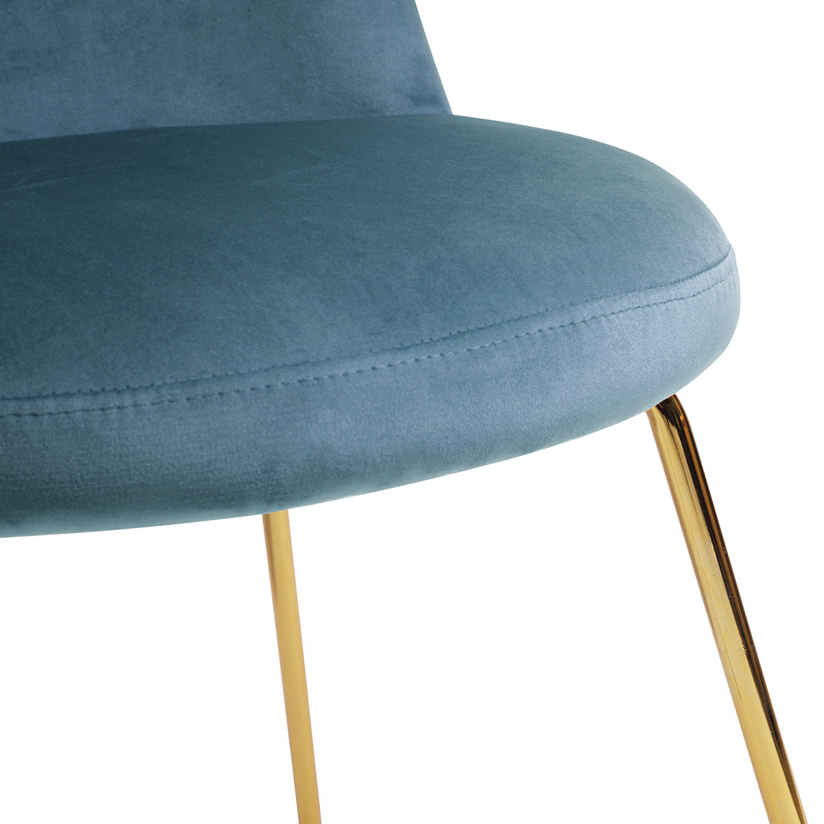 Modern Upholstered Dining Chair Set of 2 with Gold Legs - Blue