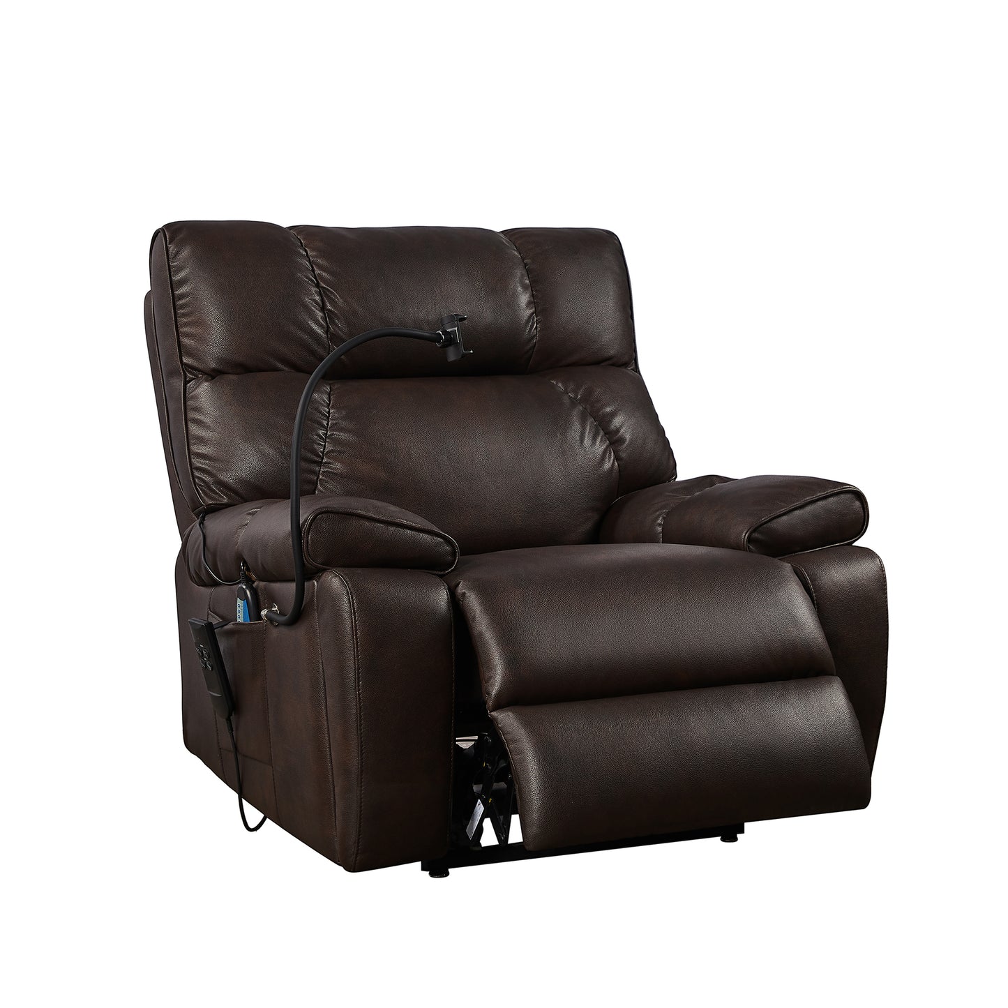 Recliner Chair with Phone Holder, Electric Power Lift Recliner Chair with 2 Motors Massage and Heat for Elderly, 3 Positions, 2 Side Pockets, Cup Holders