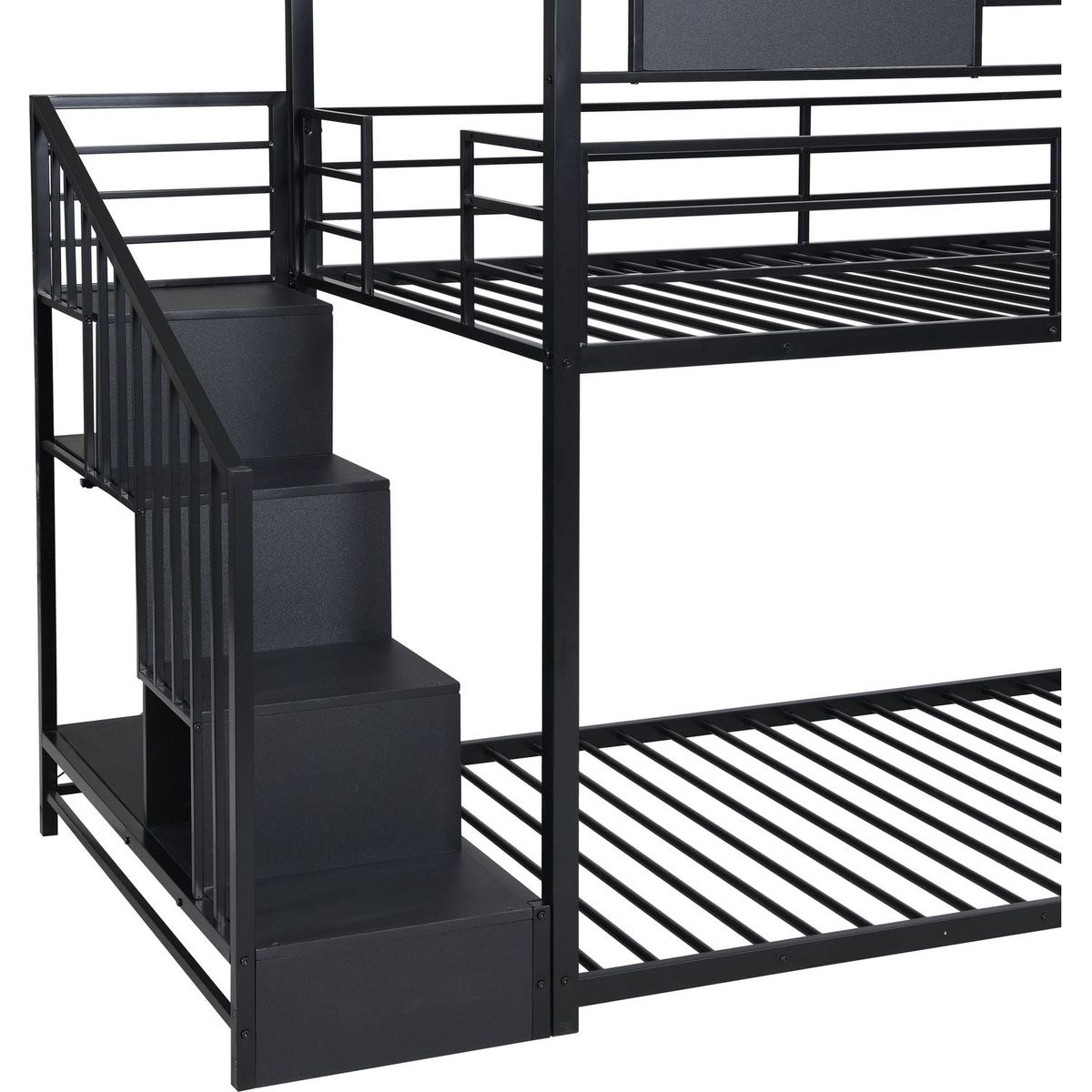 Metal bunk bed with slide and steps