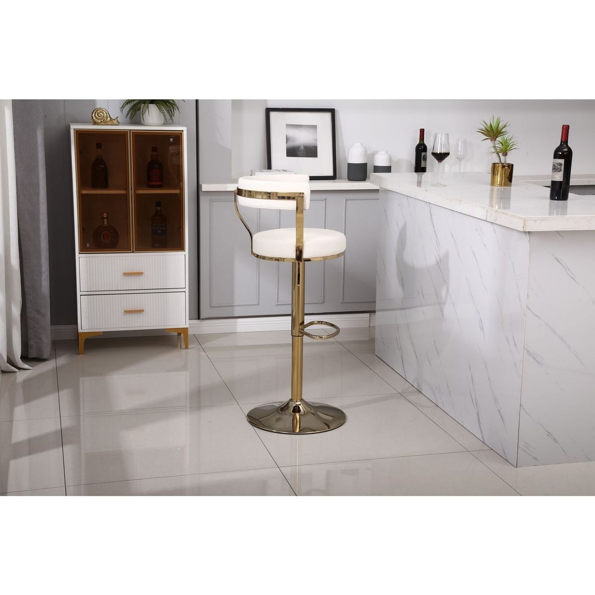 Bar Stools with Back and Footrest Counter Height Dining Chairs (1PCS/CTN)